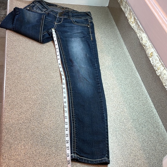 👖Wallflower Distressed Skinny Blue Jeans Women’s 8-10 based on measurements - Picture 12 of 17